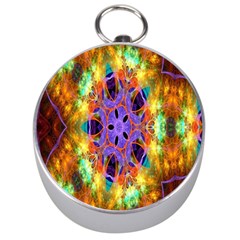 Kaleidoscope Pattern Ornament Silver Compasses by Celenk