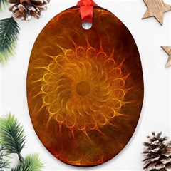 Orange Warm Hues Fractal Chaos Oval Ornament (two Sides) by Celenk