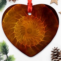 Orange Warm Hues Fractal Chaos Heart Ornament (two Sides) by Celenk