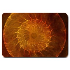 Orange Warm Hues Fractal Chaos Large Doormat  by Celenk