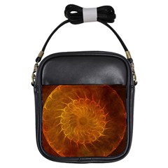 Orange Warm Hues Fractal Chaos Girls Sling Bags by Celenk