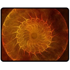 Orange Warm Hues Fractal Chaos Fleece Blanket (medium)  by Celenk