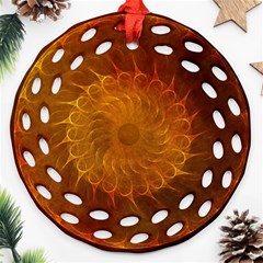 Orange Warm Hues Fractal Chaos Ornament (round Filigree) by Celenk