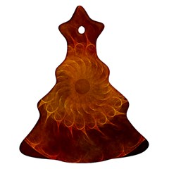 Orange Warm Hues Fractal Chaos Christmas Tree Ornament (two Sides) by Celenk