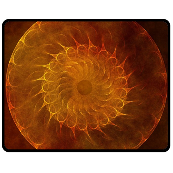 Orange Warm Hues Fractal Chaos Double Sided Fleece Blanket (Medium) 