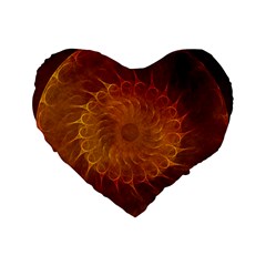 Orange Warm Hues Fractal Chaos Standard 16  Premium Flano Heart Shape Cushions by Celenk