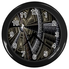 Fractal Circle Circular Geometry Wall Clocks (black) by Celenk