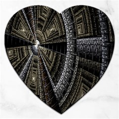 Fractal Circle Circular Geometry Jigsaw Puzzle (heart) by Celenk