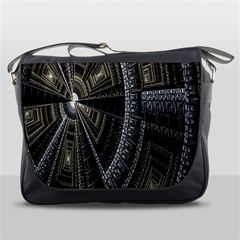 Fractal Circle Circular Geometry Messenger Bags by Celenk