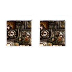 Steampunk, Wonderful Clockwork With Gears Cufflinks (square) by FantasyWorld7