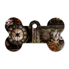 Steampunk, Wonderful Clockwork With Gears Dog Tag Bone (one Side) by FantasyWorld7