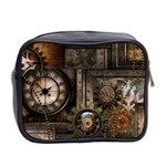 Steampunk, Wonderful Clockwork With Gears Mini Toiletries Bag 2-Side Back