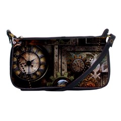 Steampunk, Wonderful Clockwork With Gears Shoulder Clutch Bags by FantasyWorld7