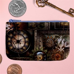 Steampunk, Wonderful Clockwork With Gears Large Coin Purse by FantasyWorld7