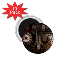 Steampunk, Wonderful Clockwork With Gears 1 75  Magnets (10 Pack)  by FantasyWorld7