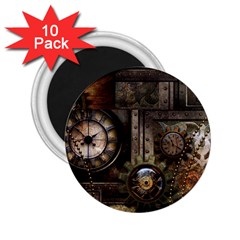 Steampunk, Wonderful Clockwork With Gears 2 25  Magnets (10 Pack)  by FantasyWorld7