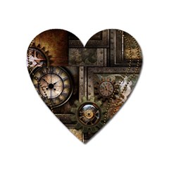 Steampunk, Wonderful Clockwork With Gears Heart Magnet by FantasyWorld7