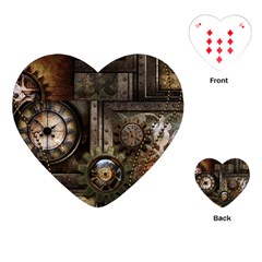 Steampunk, Wonderful Clockwork With Gears Playing Cards (heart)  by FantasyWorld7