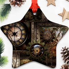 Steampunk, Wonderful Clockwork With Gears Star Ornament (two Sides) by FantasyWorld7