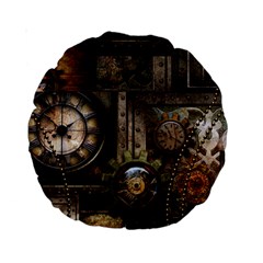 Steampunk, Wonderful Clockwork With Gears Standard 15  Premium Round Cushions by FantasyWorld7