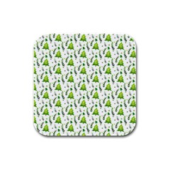 Watercolor Christmas Tree Rubber Square Coaster (4 Pack)  by patternstudio