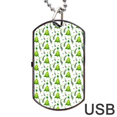 Watercolor Christmas Tree Dog Tag Usb Flash (one Side) by patternstudio