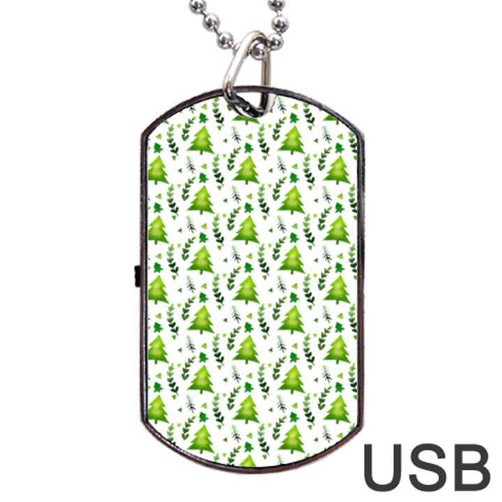 Watercolor Christmas Tree Dog Tag USB Flash (One Side)