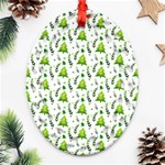 Watercolor Christmas Tree Ornament (Oval Filigree) Front