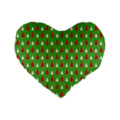 Christmas Tree Standard 16  Premium Flano Heart Shape Cushions by patternstudio