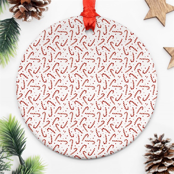 Candy Cane Round Ornament (Two Sides)