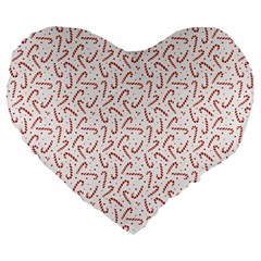 Candy Cane Large 19  Premium Flano Heart Shape Cushions by patternstudio