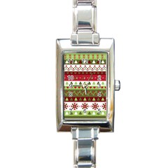 Christmas Spirit Pattern Rectangle Italian Charm Watch by patternstudio