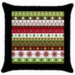 Christmas Spirit Pattern Throw Pillow Case (Black) Front