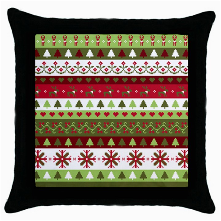 Christmas Spirit Pattern Throw Pillow Case (Black)