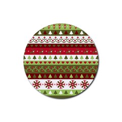 Christmas Spirit Pattern Rubber Round Coaster (4 Pack) 