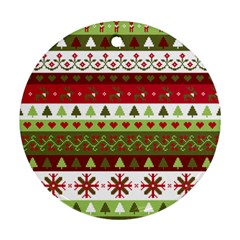 Christmas Spirit Pattern Round Ornament (two Sides) by patternstudio