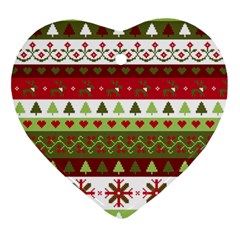 Christmas Spirit Pattern Heart Ornament (two Sides)