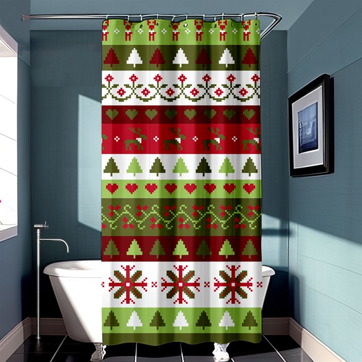 Christmas Spirit Pattern Shower Curtain 36  x 72  (Stall) 