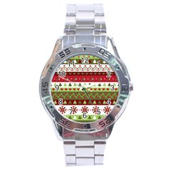 Christmas Spirit Pattern Stainless Steel Analogue Watch by patternstudio