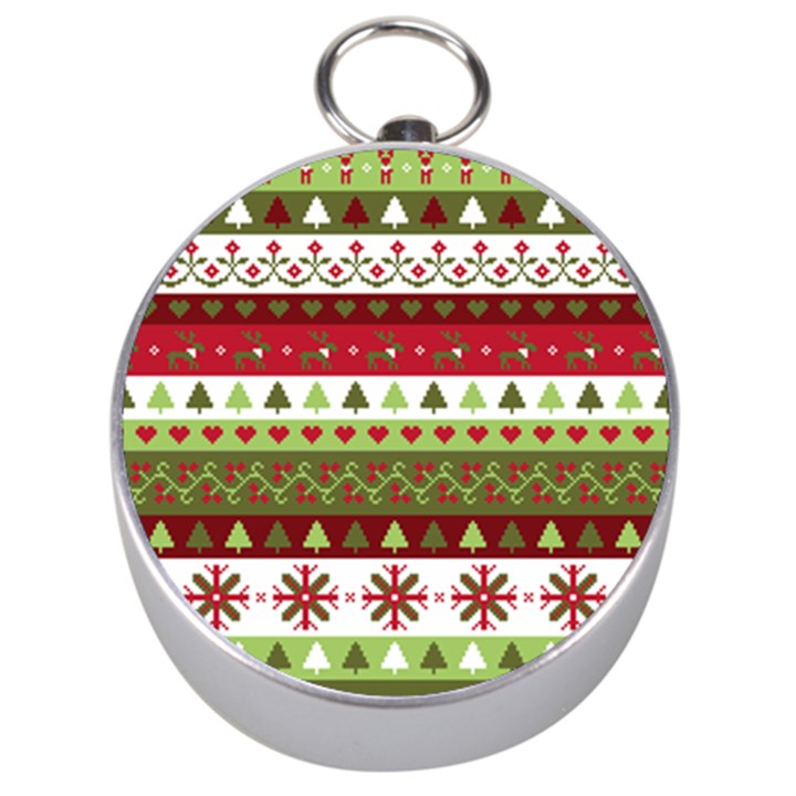 Christmas Spirit Pattern Silver Compasses