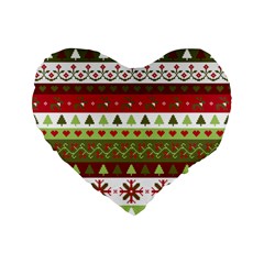 Christmas Spirit Pattern Standard 16  Premium Flano Heart Shape Cushions