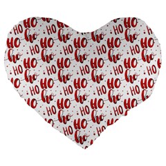 Ho Ho Ho Santaclaus Christmas Cheer Large 19  Premium Heart Shape Cushions by patternstudio