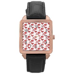 Ho Ho Ho Santaclaus Christmas Cheer Rose Gold Leather Watch  by patternstudio