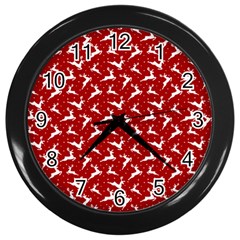 Red Reindeers Wall Clocks (black)