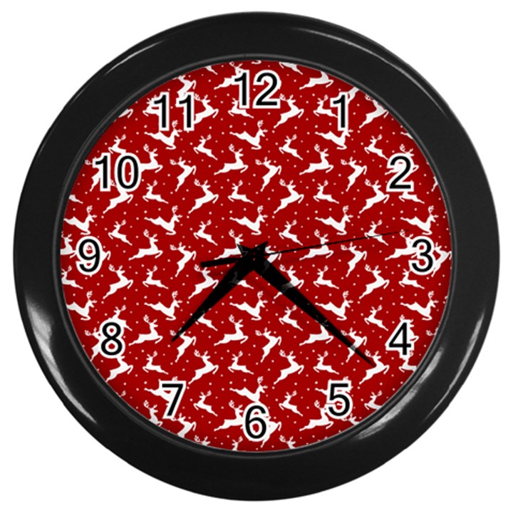 Red Reindeers Wall Clocks (Black)