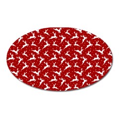 Red Reindeers Oval Magnet