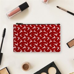 Red Reindeers Cosmetic Bag (small)  by patternstudio