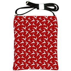 Red Reindeers Shoulder Sling Bags by patternstudio