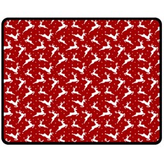 Red Reindeers Fleece Blanket (medium)  by patternstudio