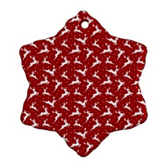 Red Reindeers Ornament (snowflake) by patternstudio